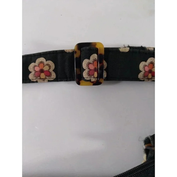 Vera Bradley Purse Black Floral 9.5 X 10" Adjustable Strap Tortoise Shell Buckle - Picture 3 of 6